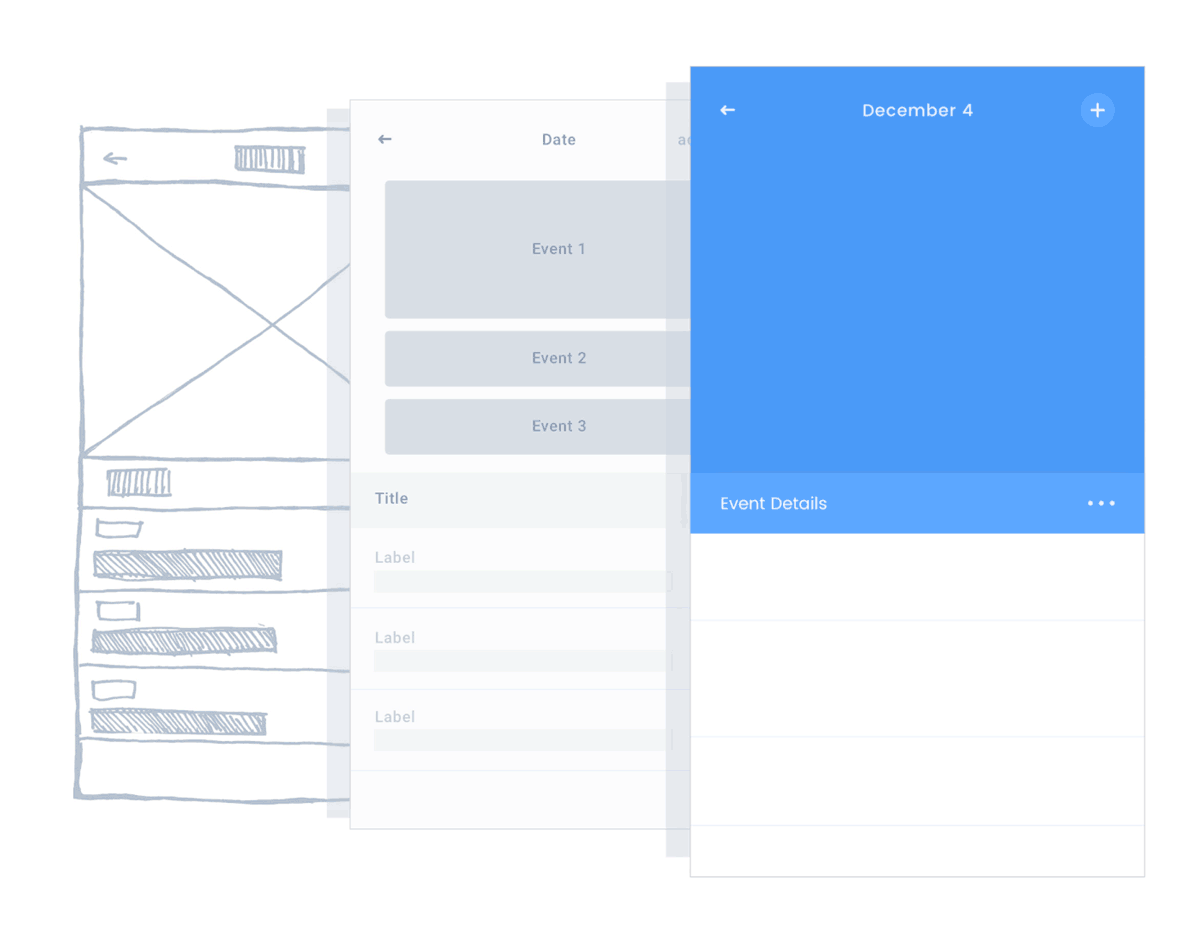 sketch to wireframe to designed app